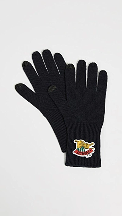 Shop Kenzo Jumping Tiger Women Gloves In Black