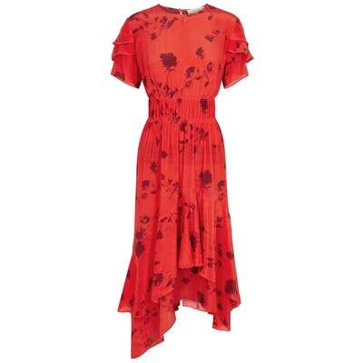 Shop Preen Line Esther Printed Satin Dress In Red