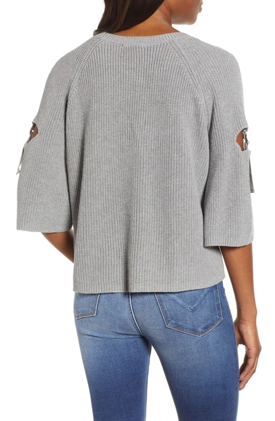 Shop 1.state Keyhole Cutout Sleeve Sweater In Light Heather Grey