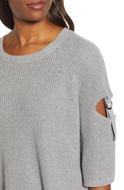 Shop 1.state Keyhole Cutout Sleeve Sweater In Light Heather Grey