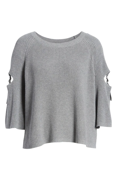 Shop 1.state Keyhole Cutout Sleeve Sweater In Light Heather Grey
