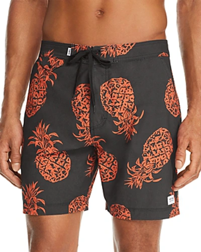 Shop Banks Pines Pineapple-print Board Shorts In Dirty Black