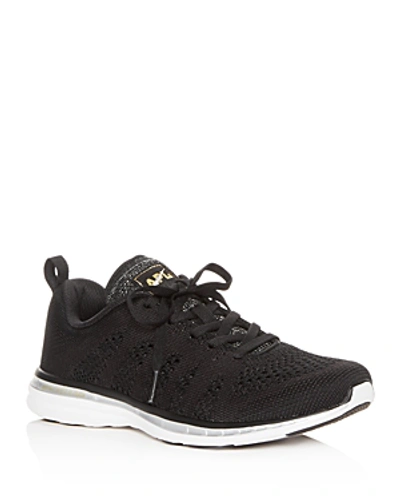 Shop Apl Athletic Propulsion Labs Athletic Propulsion Labs Women's Techloom Pro Knit Low-top Sneakers In Black/charcoal/metallic