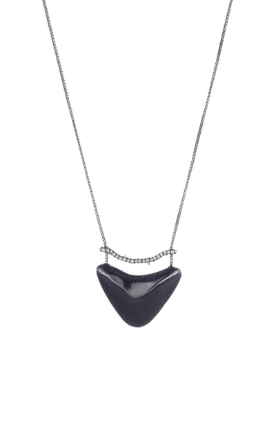 Shop Alexis Bittar Crystal Encrusted Bar & Shield Pendant Necklace In Black