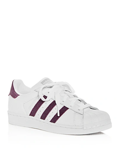 Shop Adidas Originals Women's Superstar Lace Up Sneakers In White/red