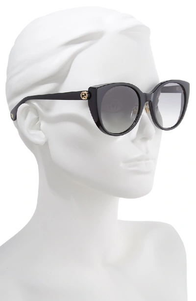 Shop Gucci 54mm Cat Eye Sunglasses - Black/ Grey Gradient