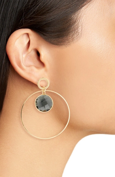 Shop Elise M Crystal Hoop Earrings In Gold/ Grey