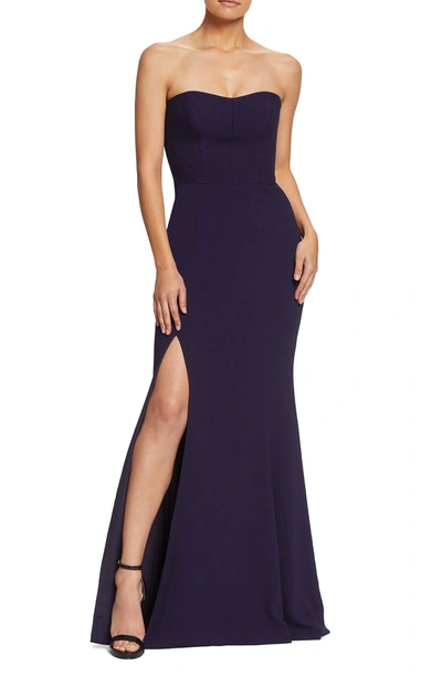 Shop Dress The Population Ellen Strapless Gown In Boysenberry