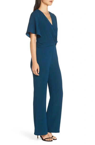 Shop Harlyn Twist Front Jumpsuit In Forest Green