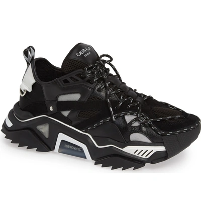 Calvin Klein 205w39nyc Black Strike 205 Leather And Suede Trim Sneakers |  ModeSens