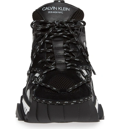Calvin Klein 205w39nyc Black Strike 205 Leather And Suede Trim Sneakers |  ModeSens