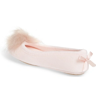 Shop Patricia Green Meghan Faux Fur Pom Slipper In Pink Fabric