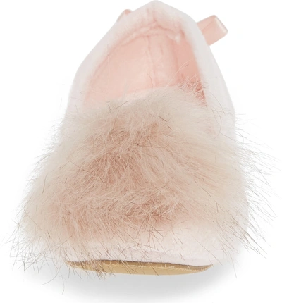 Shop Patricia Green Meghan Faux Fur Pom Slipper In Pink Fabric