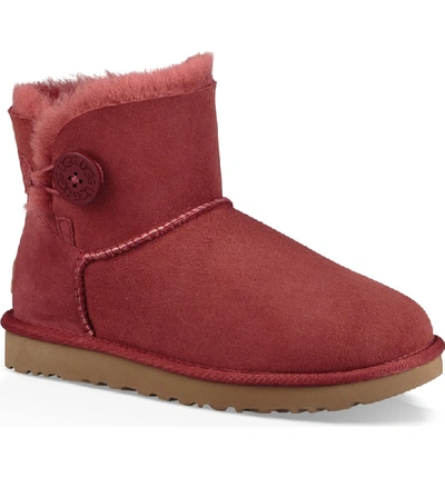 Shop Ugg 'mini Bailey Button Ii' Boot In Redwood Suede