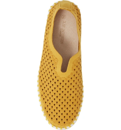 Shop Ilse Jacobsen Tulip 139 Perforated Slip-on Sneaker In Golden Rod Nubuck
