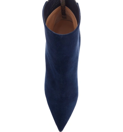 Shop Christian Louboutin Delicotte Pointy Toe Bootie In Marine/ Silver