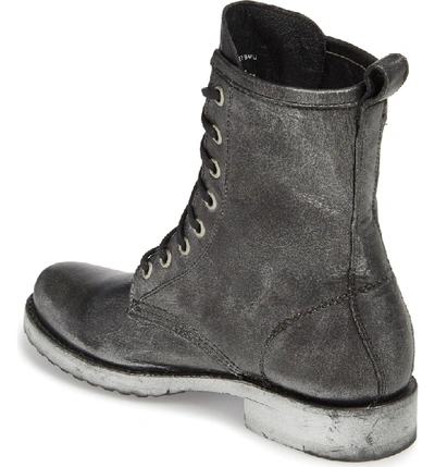 Shop Frye 'veronica Combat' Boot In Black Metallic Leather