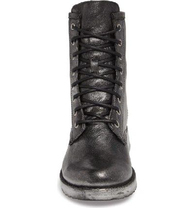 Shop Frye 'veronica Combat' Boot In Black Metallic Leather