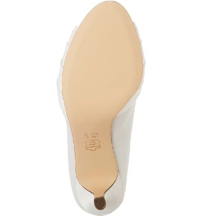 Shop Nina Chezare Peep Toe Pump In Ivory Satin