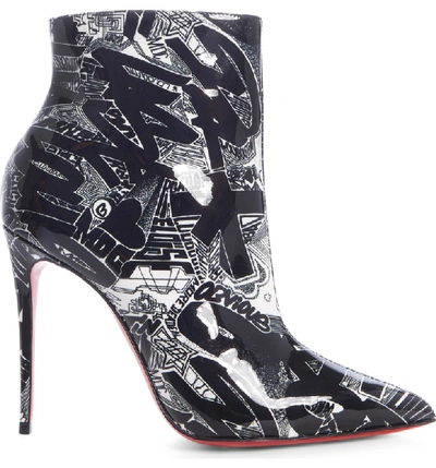 Shop Christian Louboutin So Kate Graffiti Bootie In Black/ White