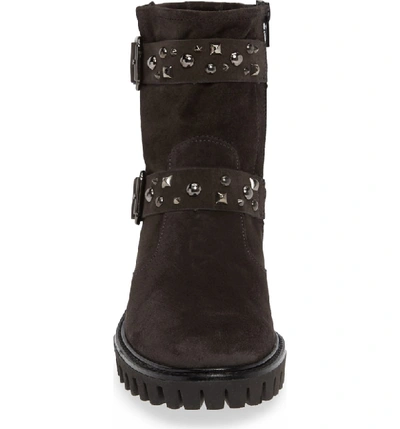 Shop Paul Green Veronia Studded Buckle Boot In Anthrazite Suede