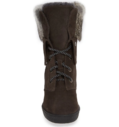 Shop Aquatalia Cordelia Water Resistant Genuine Rabbit Fur Boot In Grey