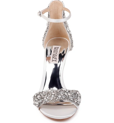 Shop Badgley Mischka Fabiana Ankle Strap Sandal In Soft White Satin