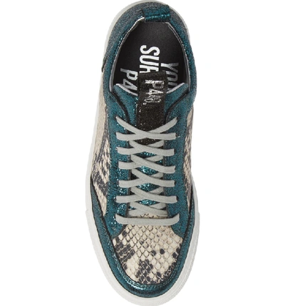 Shop P448 Soho Sequin Low Top Sneaker In White/ Blue Sparkle