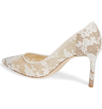 Shop Jimmy Choo Romy Lace Pointed Toe Pump In Ivory Lace