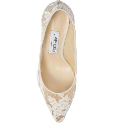 Shop Jimmy Choo Romy Lace Pointed Toe Pump In Ivory Lace