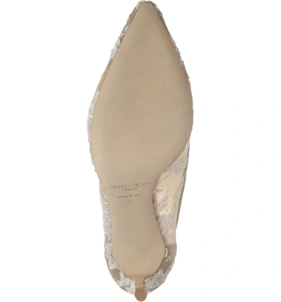 Shop Jimmy Choo Romy Lace Pointed Toe Pump In Ivory Lace