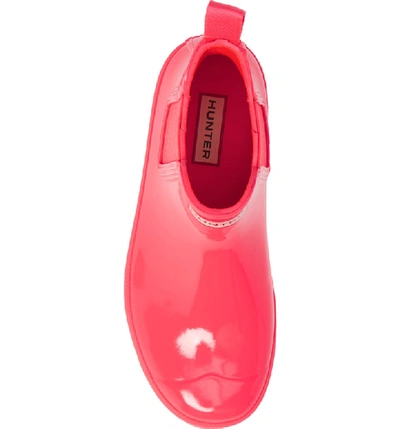 Shop Hunter Original Gloss Waterproof Chelsea Boot In Hyper Pink