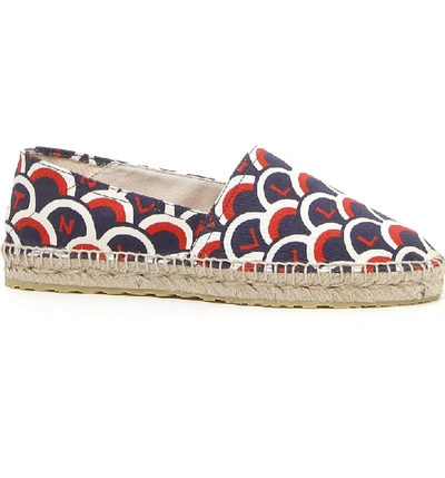 Shop Valentino Vltn Scale Espadrille In Blue/ Red