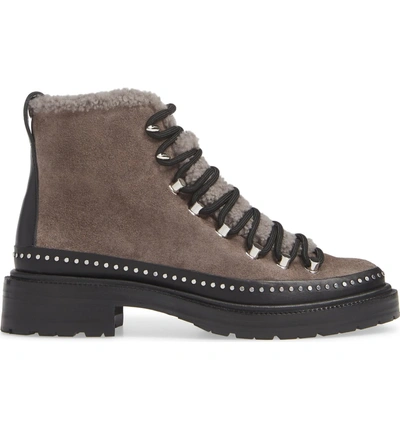 Shop Rag & Bone Compass Genuine Shearling Combat Boot In Elephant Suede