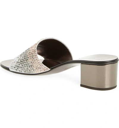 Shop Giuseppe Zanotti Crystal Embellished Slide Sandal In Metallic Silver