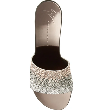 Shop Giuseppe Zanotti Crystal Embellished Slide Sandal In Metallic Silver