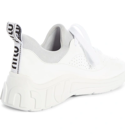 Shop Miu Miu Logo Sole Sneaker In White