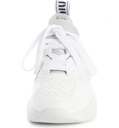 Shop Miu Miu Logo Sole Sneaker In White