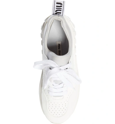 Shop Miu Miu Logo Sole Sneaker In White