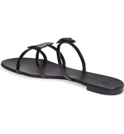 Shop Giuseppe Zanotti Triple Heart Embellished Slide Sandal In Black