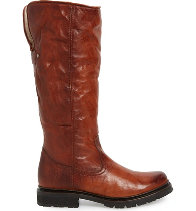 Shop Frye Vanessa Genuine Shearling Lined Knee High Boot In Cognac Leather