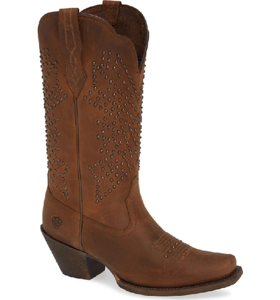 Shop Ariat Lakyn Western Boot In Distressed Brown Leather