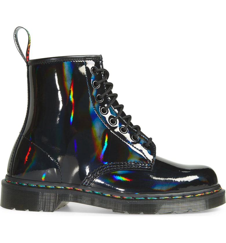 black rainbow patent dr martens