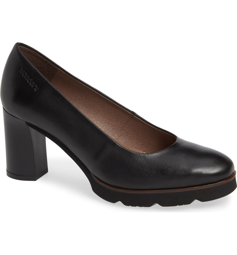 Wonders Platform Pump In Black Leather ModeSens