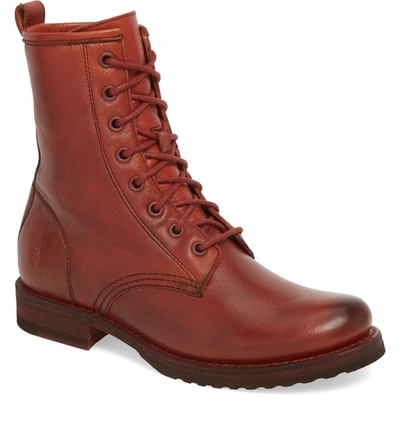 Shop Frye 'veronica Combat' Boot In Red Clay Leather