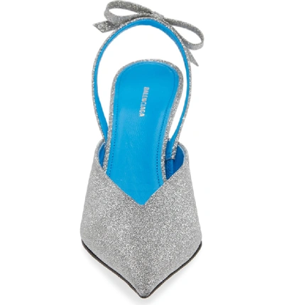 Shop Balenciaga Pointy Toe Slingback Pump In Silver