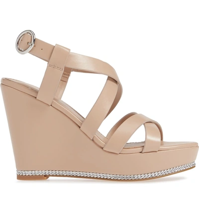 Shop Bcbg Janice Wedge Sandal In Shell Leather