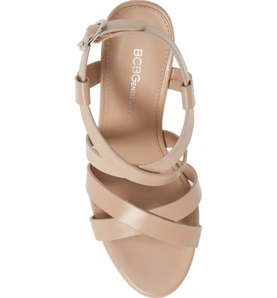 Shop Bcbg Janice Wedge Sandal In Shell Leather