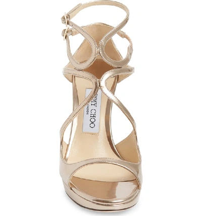 Shop Jimmy Choo Emily Crisscross Platform Sandal In Ballet Pink Metallic