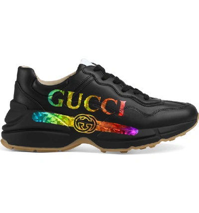 Shop Gucci Rhyton Rainbow Sneaker In Black/ Rainbow